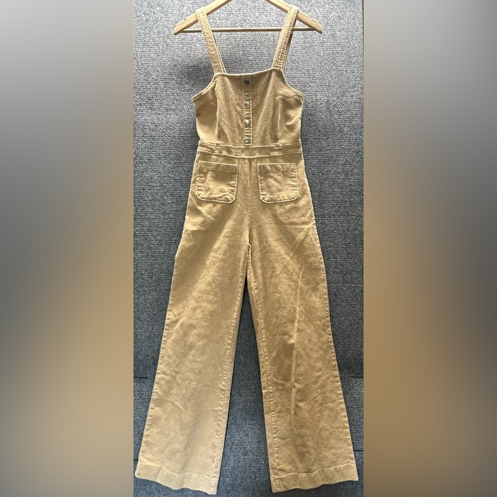 Forever 21 Y2K Juniors Corduroy Fitted Size Medium Tan Jumpsuit/Overalls